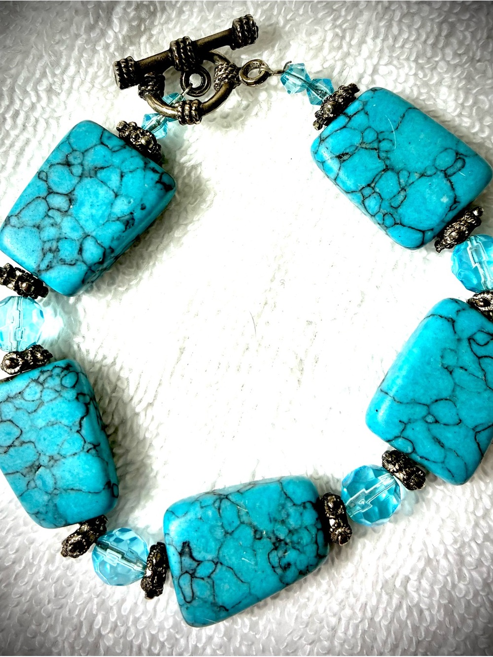 Turquoise-Style Stone Beaded Bracelet - Blue
